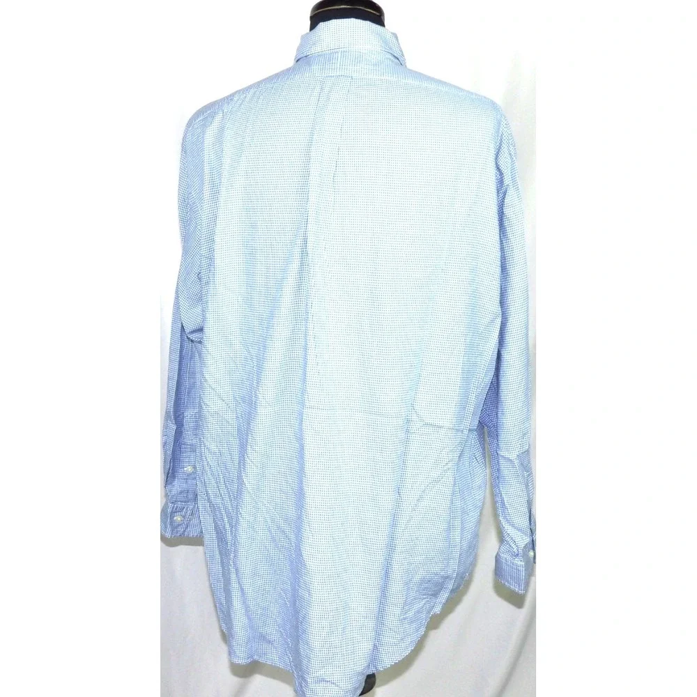 Polo Ralph Lauren Yarmouth Blue Check Button Up Dress Shirt Men's 17 - 34/35